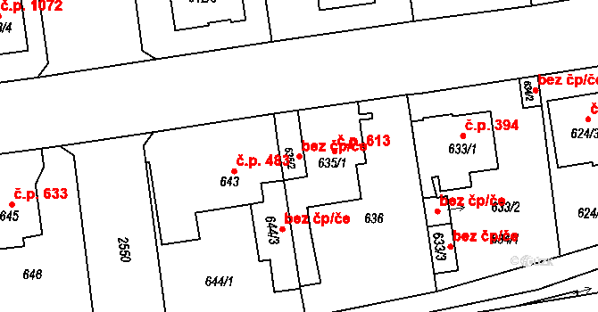 Plzeň 46463674 na parcele st. 635/2 v KÚ Skvrňany, Katastrální mapa