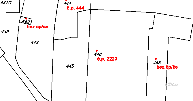 Tachov 2223 na parcele st. 446 v KÚ Tachov, Katastrální mapa