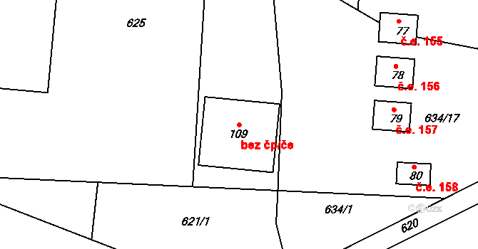 Klučenice 50275674 na parcele st. 109 v KÚ Podskalí, Katastrální mapa