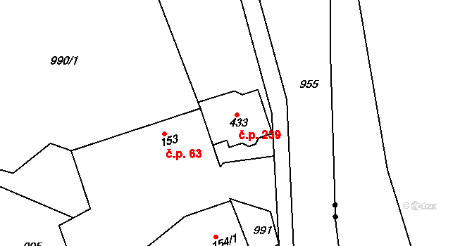 Šmolovy 239, Havlíčkův Brod na parcele st. 433 v KÚ Šmolovy u Havlíčkova Brodu, Katastrální mapa