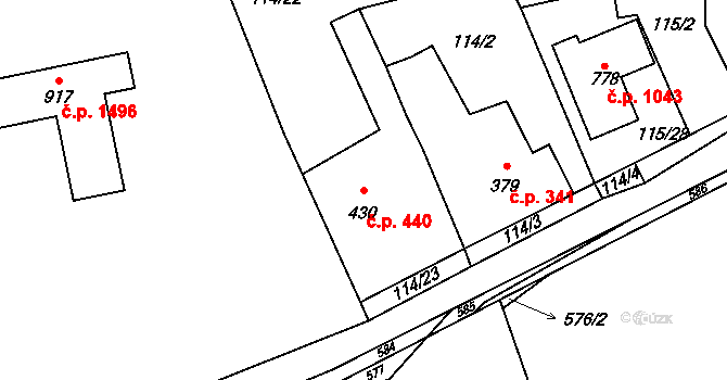 Rudná 440 na parcele st. 430 v KÚ Dušníky u Rudné, Katastrální mapa