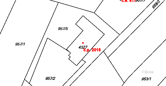 Frenštát pod Radhoštěm 2016 na parcele st. 4327 v KÚ Frenštát pod Radhoštěm, Katastrální mapa