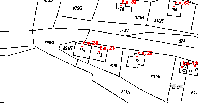 Klokočůvek 23, Odry na parcele st. 113 v KÚ Klokočůvek, Katastrální mapa
