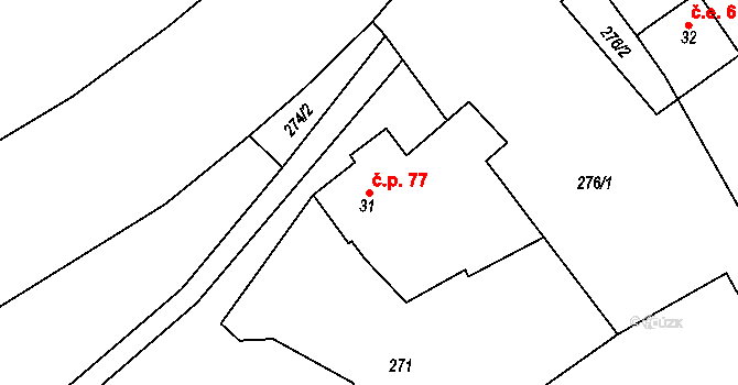 Skrbovice 77, Široká Niva na parcele st. 31 v KÚ Skrbovice, Katastrální mapa