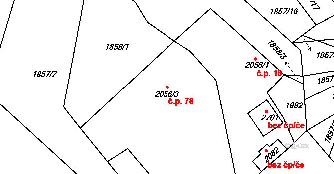 Soudná 78, Jičín na parcele st. 2056/3 v KÚ Jičín, Katastrální mapa