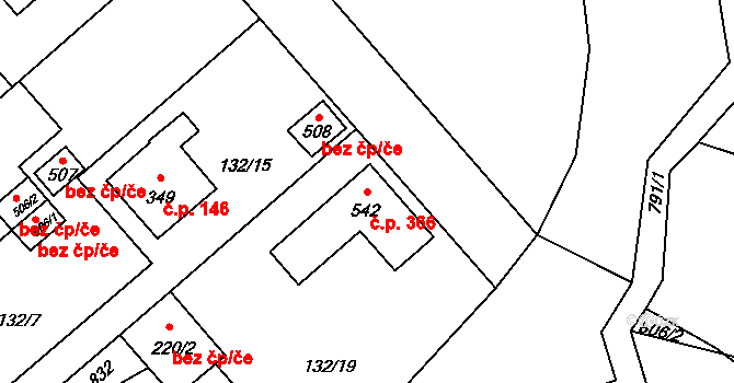 Sedlec 366, Sedlec-Prčice na parcele st. 542 v KÚ Sedlec u Votic, Katastrální mapa