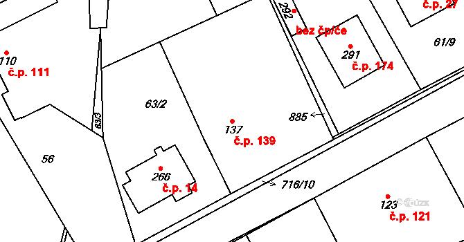 Malá Čermná 139, Čermná nad Orlicí na parcele st. 137 v KÚ Malá Čermná nad Orlicí, Katastrální mapa