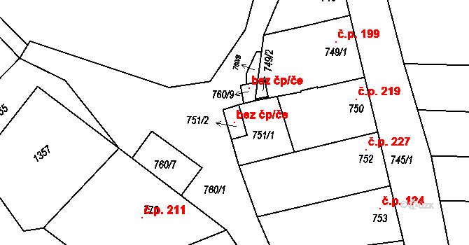 Uherský Brod 98408674 na parcele st. 751/2 v KÚ Újezdec u Luhačovic, Katastrální mapa