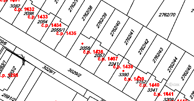 Bystřice pod Hostýnem 1437 na parcele st. 2057 v KÚ Bystřice pod Hostýnem, Katastrální mapa