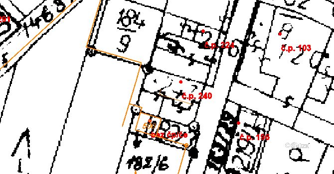 Kostelní Lhota 240 na parcele st. 247 v KÚ Kostelní Lhota, Katastrální mapa