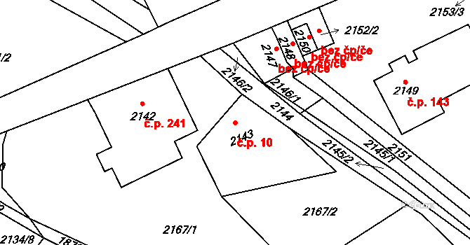 Velké Hamry 10 na parcele st. 2143 v KÚ Velké Hamry, Katastrální mapa
