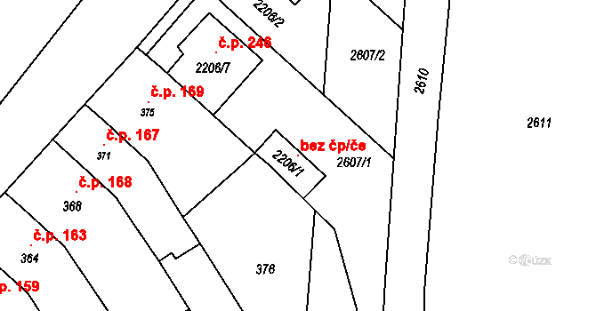 Zbýšov 123108675 na parcele st. 2206/1 v KÚ Zbýšov, Katastrální mapa