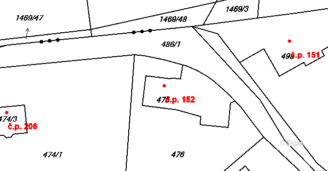 Dolní Těrlicko 152, Těrlicko na parcele st. 475 v KÚ Dolní Těrlicko, Katastrální mapa