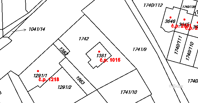 Brandýs nad Labem 1015, Brandýs nad Labem-Stará Boleslav na parcele st. 1381 v KÚ Brandýs nad Labem, Katastrální mapa