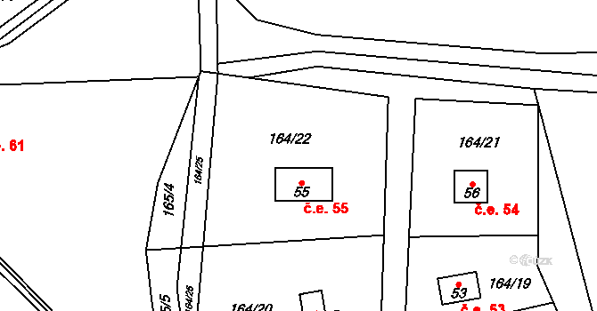 Hodyně 55, Skuhrov na parcele st. 55 v KÚ Hodyně u Skuhrova, Katastrální mapa