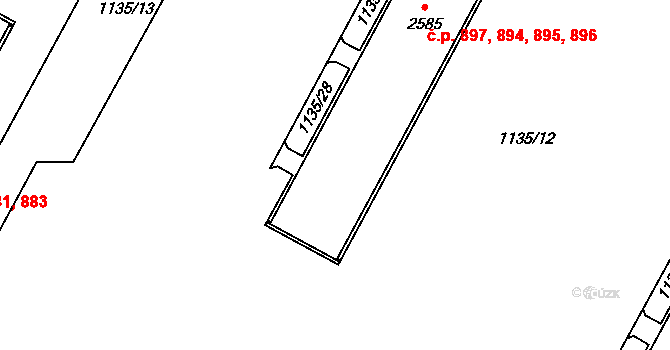 Valdické Předměstí 894,895,896,897, Jičín na parcele st. 2585 v KÚ Jičín, Katastrální mapa