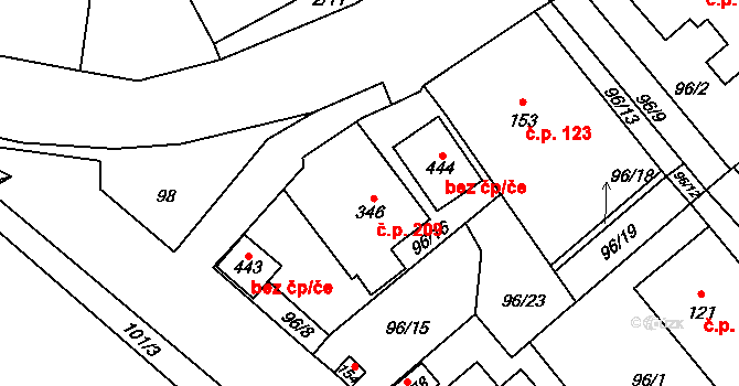 Cerekvice nad Loučnou 209 na parcele st. 346 v KÚ Cerekvice nad Loučnou, Katastrální mapa
