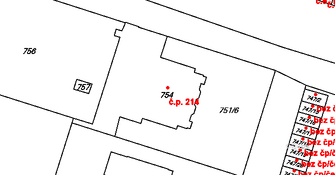 Pudlov 214, Bohumín na parcele st. 754 v KÚ Pudlov, Katastrální mapa