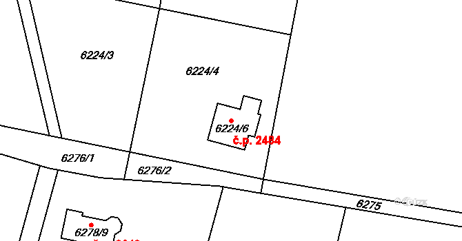 Frýdek 2484, Frýdek-Místek na parcele st. 6224/6 v KÚ Frýdek, Katastrální mapa