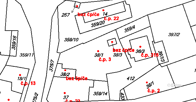 Počaply 3, Králův Dvůr na parcele st. 38/1 v KÚ Počaply, Katastrální mapa