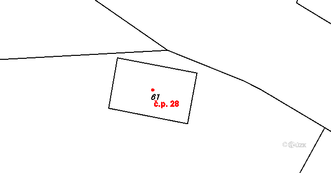 Přibyslavice 28, Všelibice na parcele st. 61 v KÚ Přibyslavice, Katastrální mapa