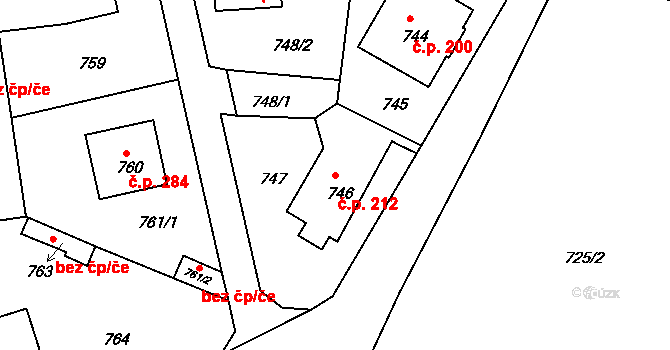 Liberec XI-Růžodol I 212, Liberec na parcele st. 746 v KÚ Růžodol I, Katastrální mapa