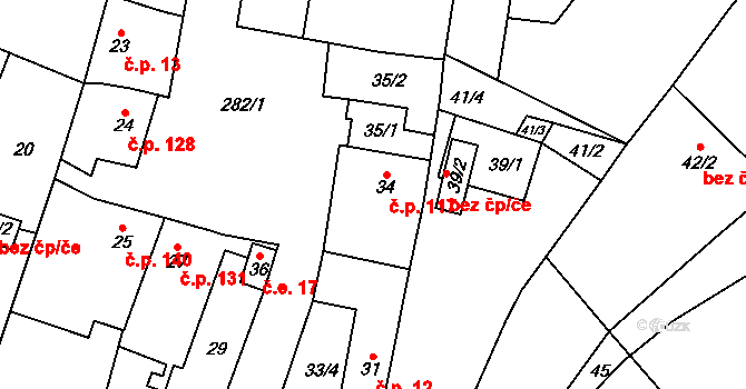 Kovalovice 117 na parcele st. 34 v KÚ Kovalovice, Katastrální mapa