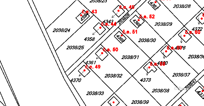 Chrudim II 50, Chrudim na parcele st. 4361 v KÚ Chrudim, Katastrální mapa