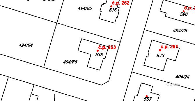 Sedlčánky 253, Čelákovice na parcele st. 538 v KÚ Sedlčánky, Katastrální mapa