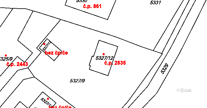 Šternberk 2535 na parcele st. 5327/12 v KÚ Šternberk, Katastrální mapa