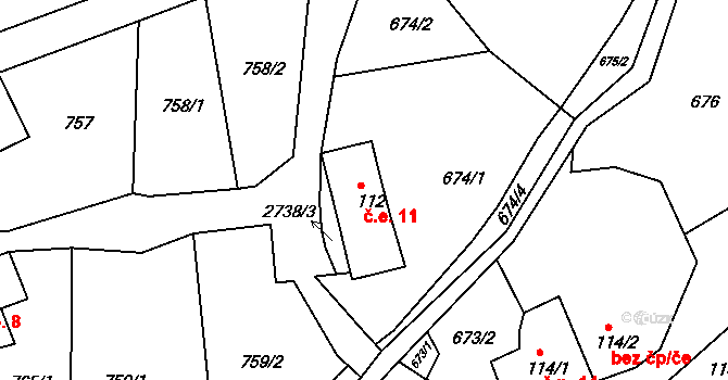 Císařský 11, Šluknov na parcele st. 112 v KÚ Císařský, Katastrální mapa