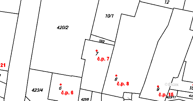 Špinov 7, Nížkov na parcele st. 7 v KÚ Špinov, Katastrální mapa