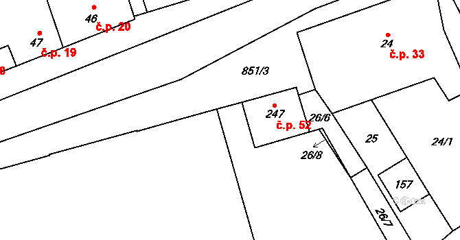 Heroltice 52, Hoštice-Heroltice na parcele st. 247 v KÚ Heroltice, Katastrální mapa