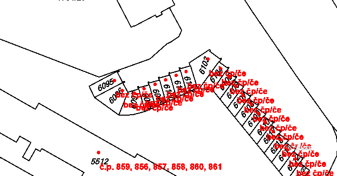 Třebíč 41912675 na parcele st. 6100 v KÚ Třebíč, Katastrální mapa