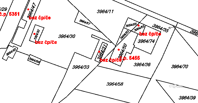 Chomutov 42386675 na parcele st. 3964/31 v KÚ Chomutov I, Katastrální mapa