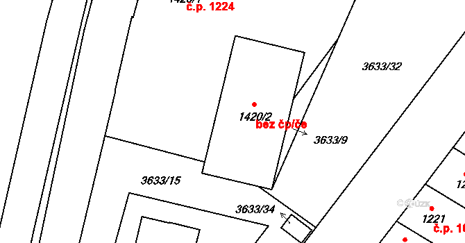 Břeclav 42849675 na parcele st. 1420/2 v KÚ Břeclav, Katastrální mapa