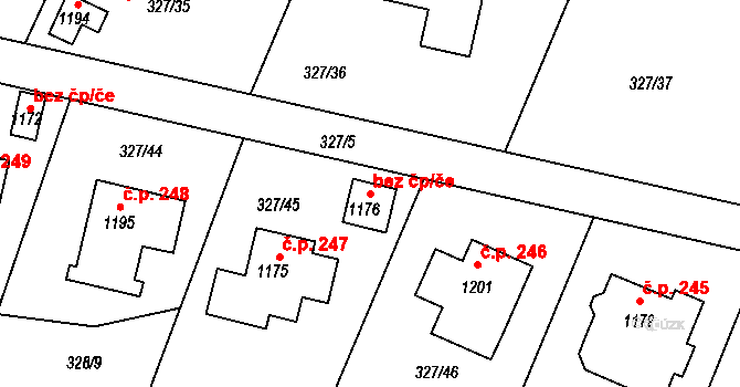 Štěchovice 43138675 na parcele st. 1176 v KÚ Masečín, Katastrální mapa