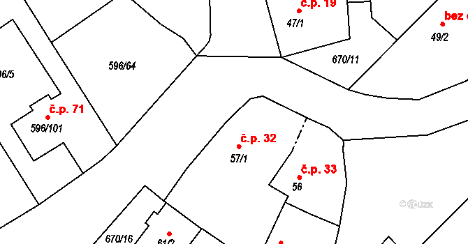 Jaroměřice nad Rokytnou 44122675 na parcele st. 57/1 v KÚ Ratibořice na Moravě, Katastrální mapa