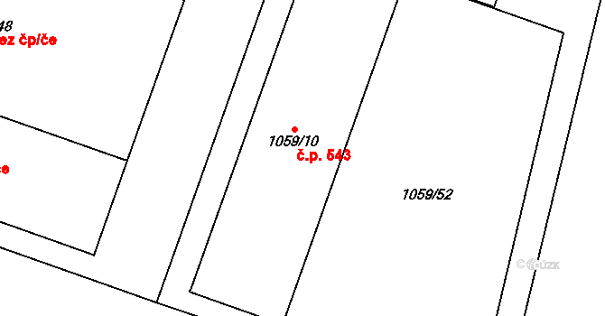 Dolní Rychnov 543 na parcele st. 1059/10 v KÚ Dolní Rychnov, Katastrální mapa