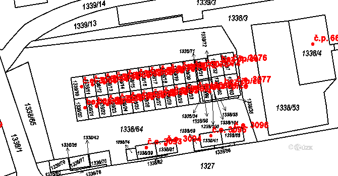 Prostřední Suchá 3082, Havířov na parcele st. 1338/28 v KÚ Prostřední Suchá, Katastrální mapa