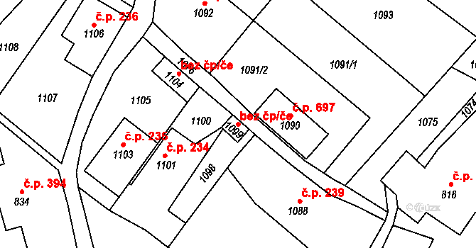 Hodkovice nad Mohelkou 49156675 na parcele st. 1099 v KÚ Hodkovice nad Mohelkou, Katastrální mapa
