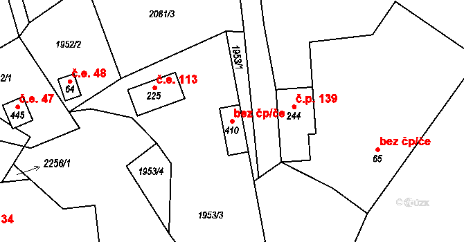 Týnec nad Sázavou 50382675 na parcele st. 410 v KÚ Pecerady, Katastrální mapa