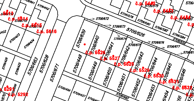 Jihlava 5527 na parcele st. 5706/640 v KÚ Jihlava, Katastrální mapa