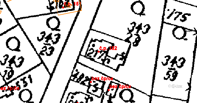 Nasavrky 182 na parcele st. 217 v KÚ Nasavrky, Katastrální mapa