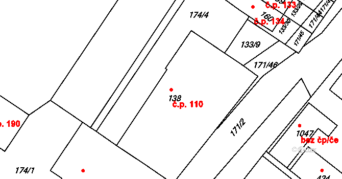 Orlice 110, Letohrad na parcele st. 138 v KÚ Orlice, Katastrální mapa