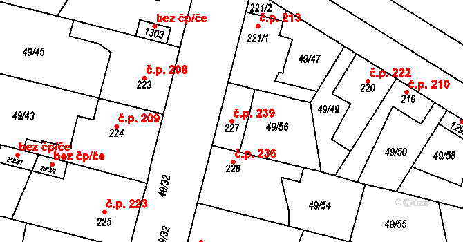 Lobeček 239, Kralupy nad Vltavou na parcele st. 227 v KÚ Lobeček, Katastrální mapa