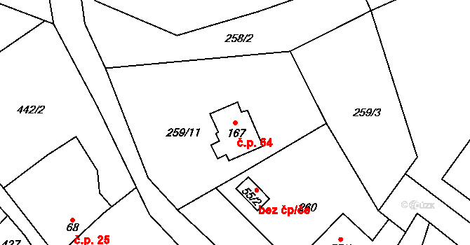 Volšovy 64, Sušice na parcele st. 167 v KÚ Dolní Staňkov, Katastrální mapa