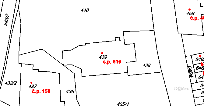 Česká Skalice 616 na parcele st. 439 v KÚ Česká Skalice, Katastrální mapa