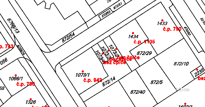 Kraslice 78913675 na parcele st. 1073/4 v KÚ Kraslice, Katastrální mapa