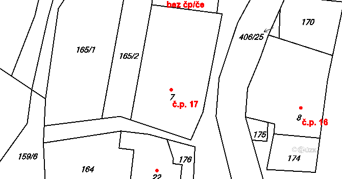 Veleboř 17, Klopina na parcele st. 7 v KÚ Veleboř, Katastrální mapa